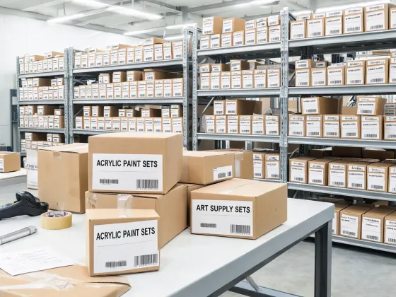 Distributor packing acrylic paint cartons