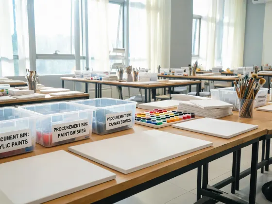 University painting studio with acrylic supplies